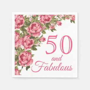 50 und fabelhaftes rosa Blumen 50. Serviette