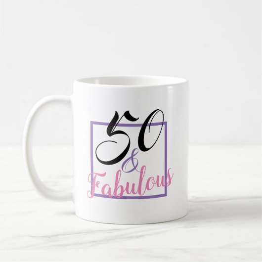 50 und fabelhaftes rosa Schwarz-50. Kaffeetasse (Links)