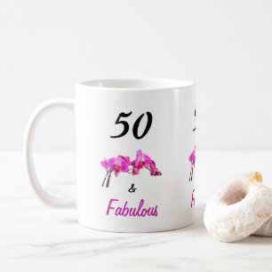 50 und fabelhaftes Rosa stolz auf 50 Foto Kaffeetasse
