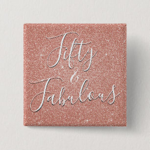 50 und fabelhaftes Rosen-Gold erröten rosa Glitzer Button