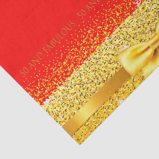 50 und fabelhaftes rotes Gold elegant Seidenpapier (Ausschnitt)