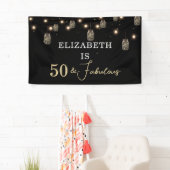 50 und fabelhaftes Schwarz mit String Lights Banner (Insitu)