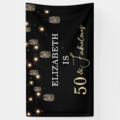 50 und fabelhaftes Schwarz mit String Lights Banner (Vertikal)