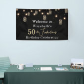 50 und fabelhaftes Schwarz mit String Lights Banner (Messeveranstaltung)