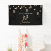 50 und fabelhaftes Schwarz mit String Lights Banner (Insitu)