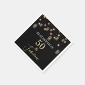 50 und fabelhaftes Schwarz mit String Lights Serviette (Ecke)
