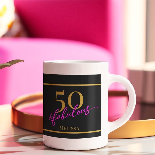50 und fabelhaftes schwarzes Gold Pink Kaffeetasse