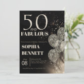 50. und Fabelhaftes Skript Fünfzigster Geburtstag Einladung (Stehend Vorderseite)