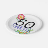 50 und fabelhaftes tropisches 50. pappteller (Schrägansicht)