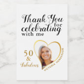 50 und fabelhaftes White Black Gold Foto Vielen Da Weinetikett (Einzelnes Label)