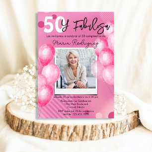 50 und Fabulosa Rosa Foto Spanische 50. Geburtstag Einladung