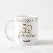 50 und Fabulous 50. Geburtstag Konfetti Gold Kaffeetasse (Links)