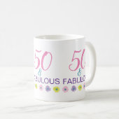 50 und fabulous 50. Geburtstag Spaß Lila Kaffeetasse (VorderseiteRechts)