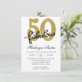 50 und Fabulous | 50. Gold Black Birthday Party Einladung (Stehend Vorderseite)