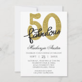 50 und Fabulous | 50. Gold Black Birthday Party Einladung (Vorderseite)
