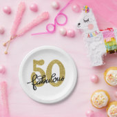 50 und Fabulous | 50. Gold Black Modern Party Pappteller (Party)