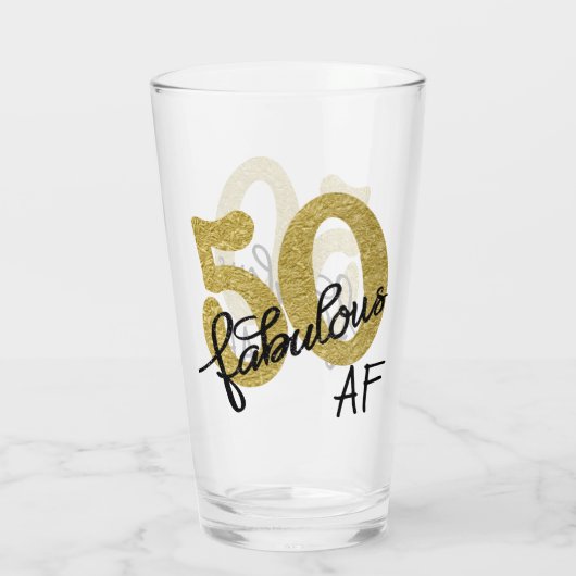 50 und Fabulous AF | Spielend Gold Black Birthday Glas (Rückseite)