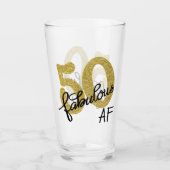 50 und Fabulous AF | Spielend Gold Black Birthday Glas (Vorderseite)