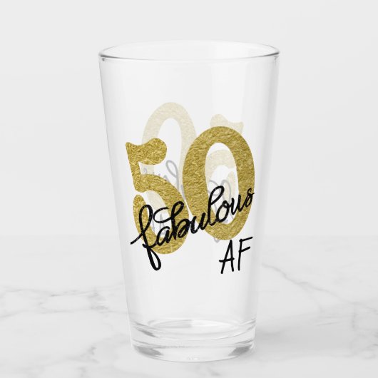 50 und Fabulous AF | Spielend Gold Black Birthday Glas (Vorderseite)