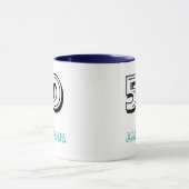 50 und Fabulous Birthday Blue Typografy Tasse (Zentrum)
