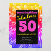 50 und Fabulous Birthday Rainbow Fireworks Einladung (Vorne/Hinten)