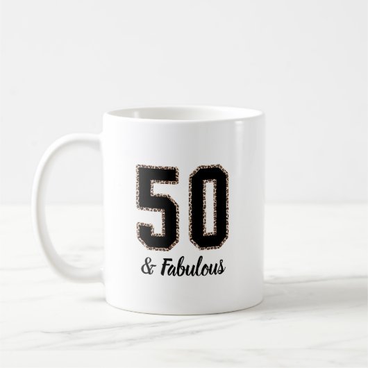 50 und Fabulous Black and Leopard Print Kaffeetasse (Links)