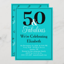 50 und Fabulous Black auf Türkis Blau