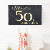 50 und fabulous Black Gold 50 Geburtstag Banner (Insitu)