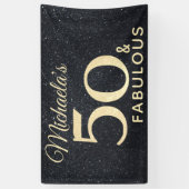 50 und fabulous Black Gold 50 Geburtstag Banner (Vertikal)
