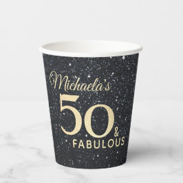 50 und fabulous Black Gold 50 Geburtstag Pappbecher