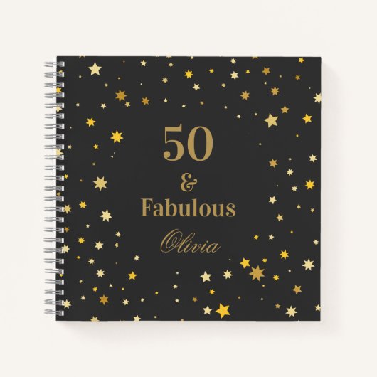 50 und fabulous Black Golden Birthday Party Gast Notizblock (Vorderseite)