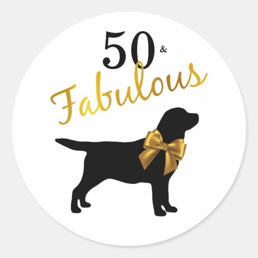 50 und Fabulous - Black Labrador 50. Niedlicher Hu Runder Aufkleber (Vorderseite)