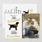 50 und Fabulous - Black Labrador - Gold Hunde Jahr Einladung (Vorne/Hinten)