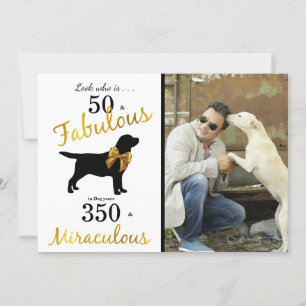 50 und Fabulous - Black Labrador - Gold Hunde Jahr Einladung