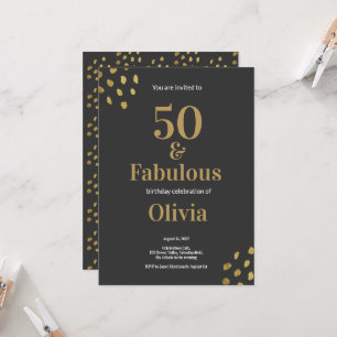 50 und fabulous Black und Golden Birthday Invitati Einladung