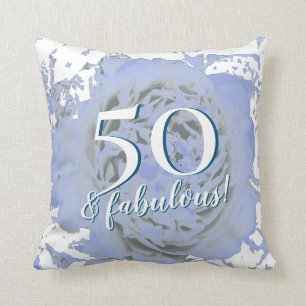 50 und Fabulous! Blaue und Weiße Kissen