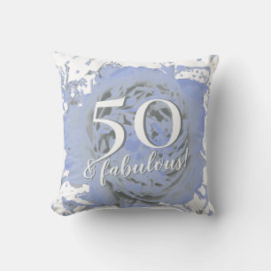 50 und Fabulous! Blaue und weiße Peony Kissen