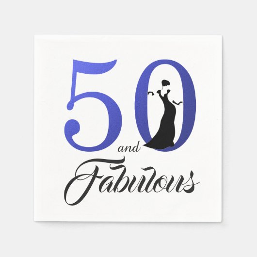 50 und fabulous Blue Birthday Party Serviette (Vorderseite)