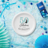 50 und Fabulous Blue Glitzer Individuelle Name Pappteller (Party)