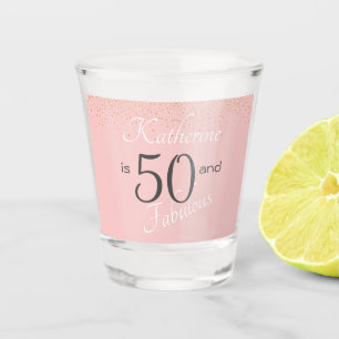 50 und Fabulous Blush Pink Gold 50. Birthda Sh Schnapsglas