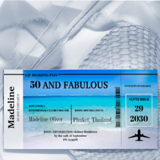 50 und Fabulous Boarding Pass Zielort Geburtstag