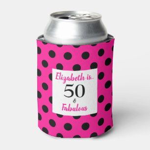 50 und fabulous Bold Pink mit schwarzen Polka Dots Dosenkühler