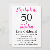 50 und fabulous Bold Pink mit schwarzen Polka Dots Einladung (Vorderseite)