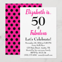 50 und fabulous Bold Pink mit schwarzen Polka Dots