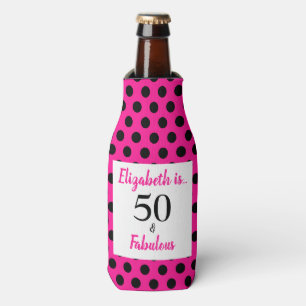 50 und fabulous Bold Pink mit schwarzen Polka Dots Flaschenkühler