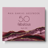 50 und Fabulous Burgundy Pink Agate Gast Book Gästebuch (Vorderseite)
