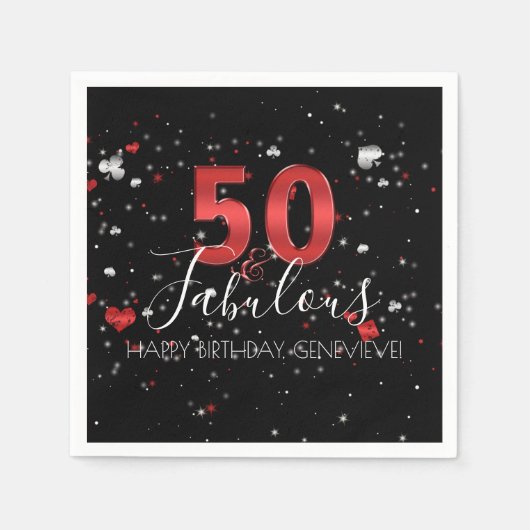 50 und Fabulous | Casino Vegas Birthday Serviette (Vorderseite)
