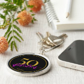 50 und Fabulous Chic Black Gold und Pink Script Schlüsselanhänger (Seite)