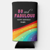 50 und Fabulous Chic Custom Rainbow Birthday Party Selters Dosenkühler (Rückseite)