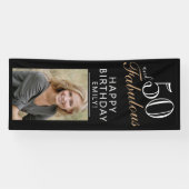 50 und Fabulous Chic Script Black Foto Party Banner (Horizontal)